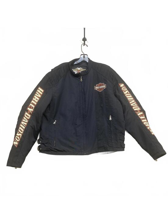 Harley-Davidson Other - VTG Harley-Davidson Black Nylon Moto Jacket Quilted Lining Zip Pockets Men XL